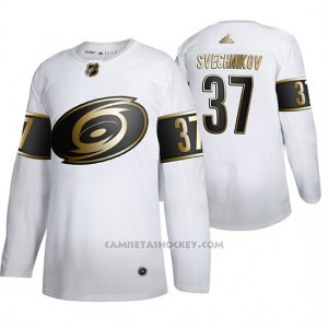 Camiseta Hockey Carolina Hurricanes Andrei Svechnikov Golden Edition Autentico Blanco