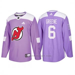 Camiseta New Jersey Devils Andy Greene Hockey Fights Cancer Violeta