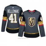 Camiseta Hockey Mujer Vegas Golden Knights 41 Pierre Edouard Bellemare Gris Autentico Home