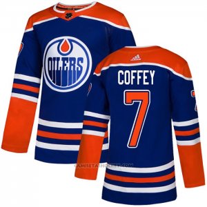 Camiseta Hockey Edmonton Oilers 7 Paul Coffey Alterno Autentico Azul