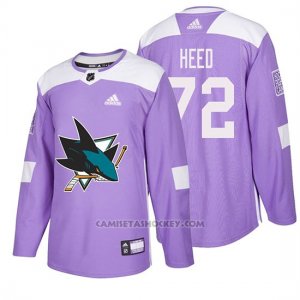 Camiseta San Jose Sharks Tim Heed Hockey Fights Cancer Violeta