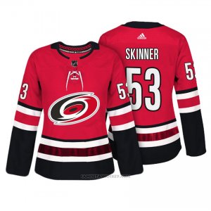 Camiseta Hockey Mujer Carolina Hurricanes 53 Jeff Skinner Rojo Autentico Jugador