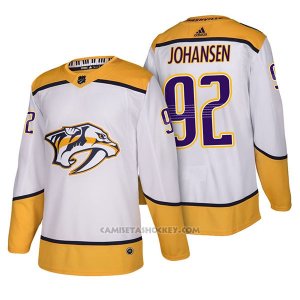 Camiseta Hockey Hombre Autentico Nashville Predators 92 Ryan Johansen Away 2018 Blanco