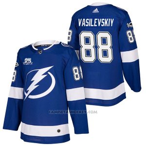 Camiseta Hockey Hombre Autentico Tampa Bay Lightning 88 Andrei Vasilevskiy Home 2018 Azul