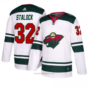 Camiseta Hockey Hombre Minnesota Wild 32 Alex Stalock Blanco 2018 Away