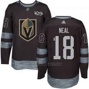 Camiseta Hockey Hombre Vegas Golden Knights 18 James Neal Negro 1917-2017 100 Aniversario Stitched
