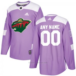 Camiseta Hockey Hombre Minnesota Wild Personalizada Violeta