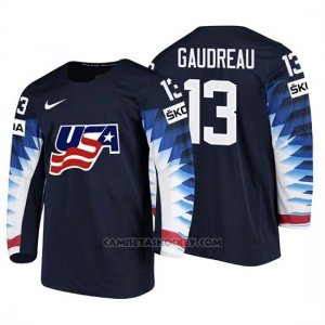 Camiseta USA Team Johnny Gaudreau 2018 Iihf Men World Championship Jugador Negro