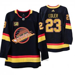 Camiseta Hockey Vancouver Canucks 23 Alexander Edler 50 Aniversario 90's Flying Skate Negro