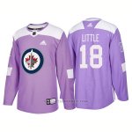 Camiseta Hockey Hombre Autentico Winnipeg Jets 18 Bryan Little Hockey Fights Cancer 2018 Violeta