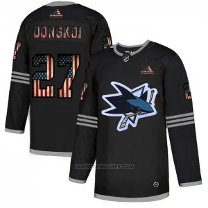 Camiseta Hockey San Jose Sharks Joonas Donskoi 2020 USA Flag Negro