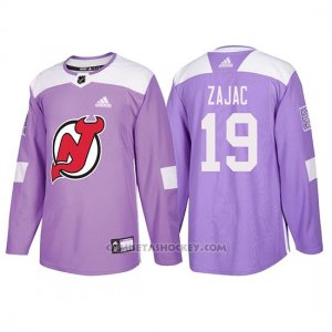 Camiseta New Jersey Devils Travis Zajac Hockey Fights Cancer Violeta