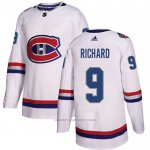 Camiseta Hockey Montreal Canadiens 9 Maurice Richard Autentico 2017 100 Classic Blanco