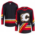 Camiseta Hockey Calgary Flames Reverse Retro Autentico Blank Negro