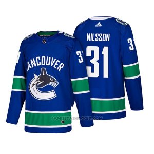 Camiseta Hockey Hombre Autentico Vancouver Canucks 31 Anders Nilsson Home 2018 Azul