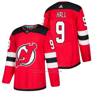 Camiseta Hockey Hombre Autentico New Jersey Devils 9 Taylor Hall Home 2018 Rojo