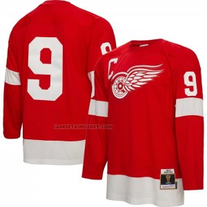 Camiseta Hockey Detroit Red Wings Gordie Howe Mitchell & Ness Big & Tall 1960 Captain Patch Blue Line Rojo