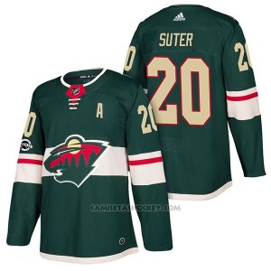 Camiseta Hockey Hombre Autentico Minnesota Wild 20 Ryan Suter Home 2018 Verde