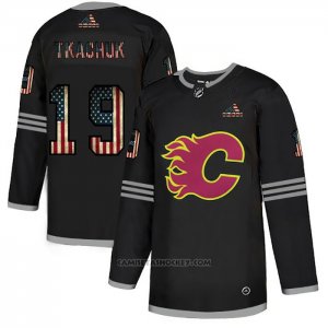 Camiseta Hockey Calgary Flames Matthew Tkachuk 2020 USA Flag Negro