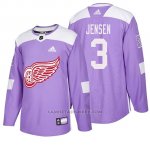 Camiseta Detroit Red Wings Nick Jensen Hockey Fights Cancer Violeta