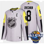 Camiseta Hockey Hombre Washington Capitals 8 Alex Ovechkin Gris 2018 All Star Autentico