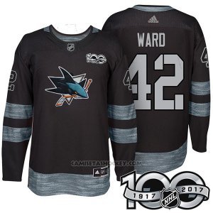 Camiseta Hockey Hombre San Jose Sharks 42 Joel Ward 2017 Centennial Limited Negro