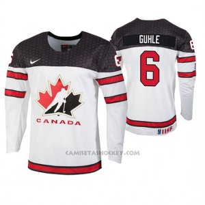 Camiseta Hockey Canada Kaiden Guhle 2019 Hlinka Gretzky Cup Blanco