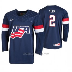 Camiseta Hockey USA Cam York 2019 IIHF World U18 Championship Azul