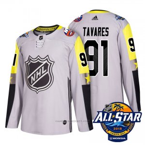 Camiseta Hockey Hombre New York Islanders 91 John Tavares Gris 2018 All Star Autentico