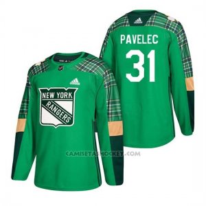 Camiseta New York Rangers Ondrej Pavelec 2018 St. Patrick's Day Verde