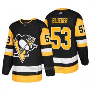 Camiseta Pittsburgh Penguins Teddy Blueger Home Autentico Jugador Negro