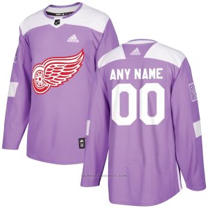 Camiseta Hockey Hombre Detroit Red Wings Personalizada Violeta