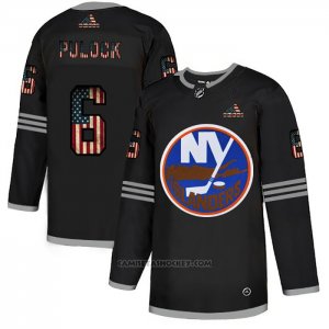 Camiseta Hockey New York Islanders Ryan Pulock 2020 USA Flag Negro