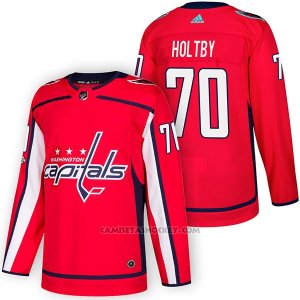 Camiseta Hockey Hombre Autentico Washington Capitals 70 Braden Holtby Home 2018 Rojo