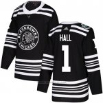 Camiseta Hockey Chicago Blackhawks 1 Glenn Hall Autentico 2019 Winter Classic Negro