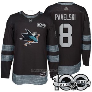 Camiseta Hockey Hombre San Jose Sharks 8 Joe Pavelski 2017 Centennial Limited Negro