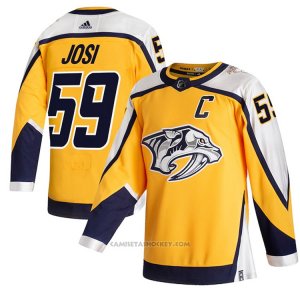 Camiseta Hockey Nashville Predators Roman Josi Reverse Retro Autentico 2020-21 Amarillo