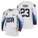 Camiseta USA Team Hockey 2018 Olympic Troy Terry 2018 Olympic Blanco