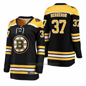 Camiseta Hockey Mujer Boston Bruins 37 Patrice Bergeron Home Breakaway Jugador Negro