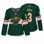 Camiseta Hockey Mujer Minnesota Wild 3 Charlie Coyle Verde Autentico Jugador