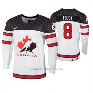 Camiseta Hockey Canada Liam Foudy 2020 IIHF World Junior Championship Blanco