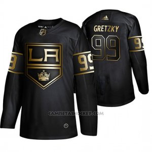 Camiseta Hockey Los Angeles Kings Wayne Gretzky Golden Edition Retired Jugador Autentico Negro