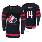 Camiseta Hockey Canada Jean Luc Foudy 2019 Hlinka Gretzky Cup Negro