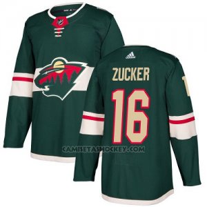 Camiseta Hockey Nino Minnesota Wild 16 Jason Zucker Verde Home Autentico Stitched